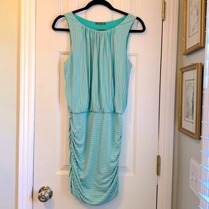🌺2 for $23 🌺 Aqua Mini Dress with Light Coral/Pink Stripes by Soprano-NWOT👗